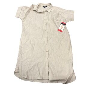 Well Worn Linen Blend Casual Dress Women's Tan Pockets Size **Medium**